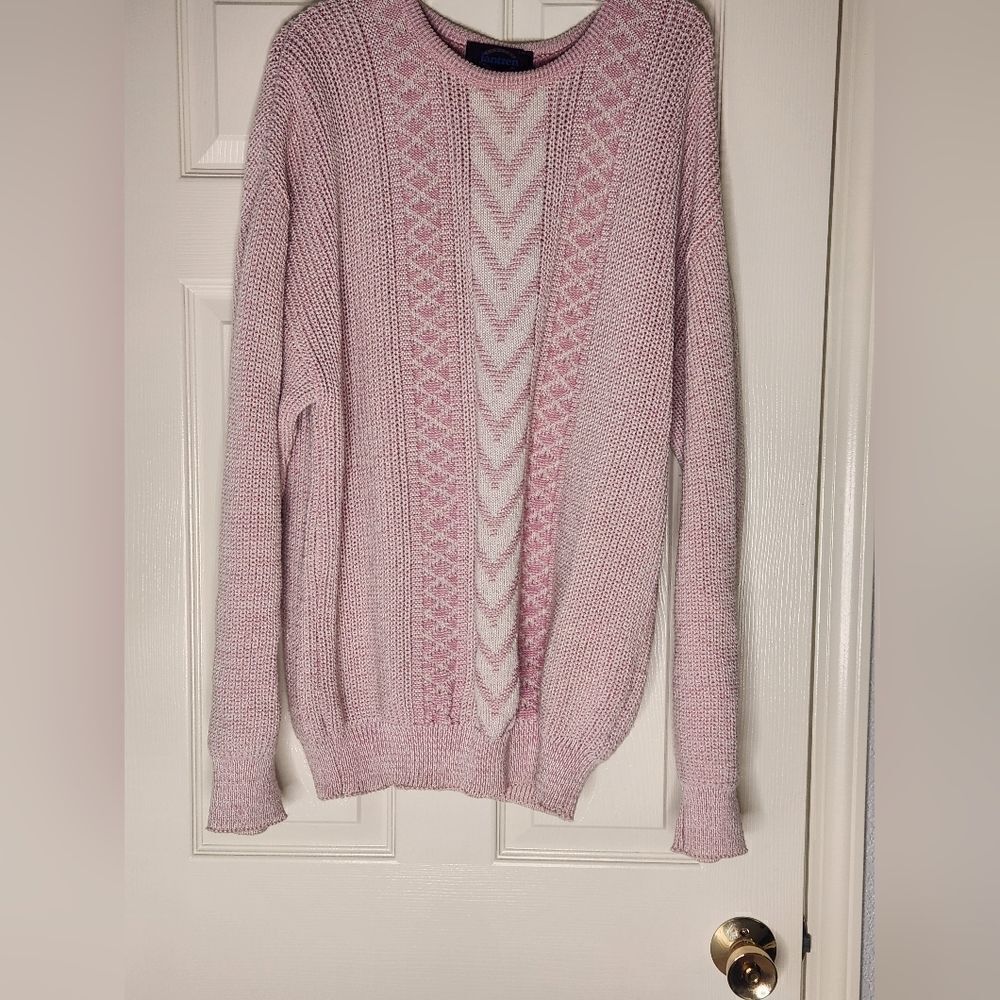 Jantzen L Light Pink White Knitted Lngslv WOOL Blend Women’s Sweater Canada